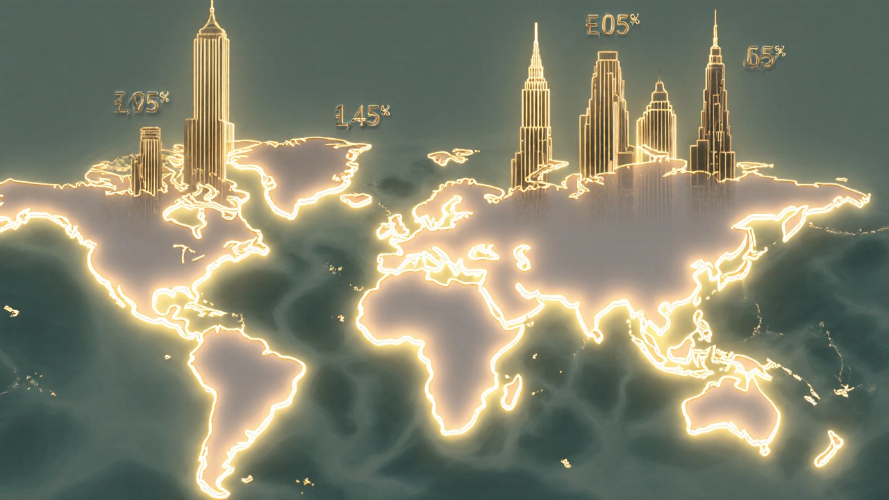 World map highlights top-paying cities for interior designers with salary multipliers.