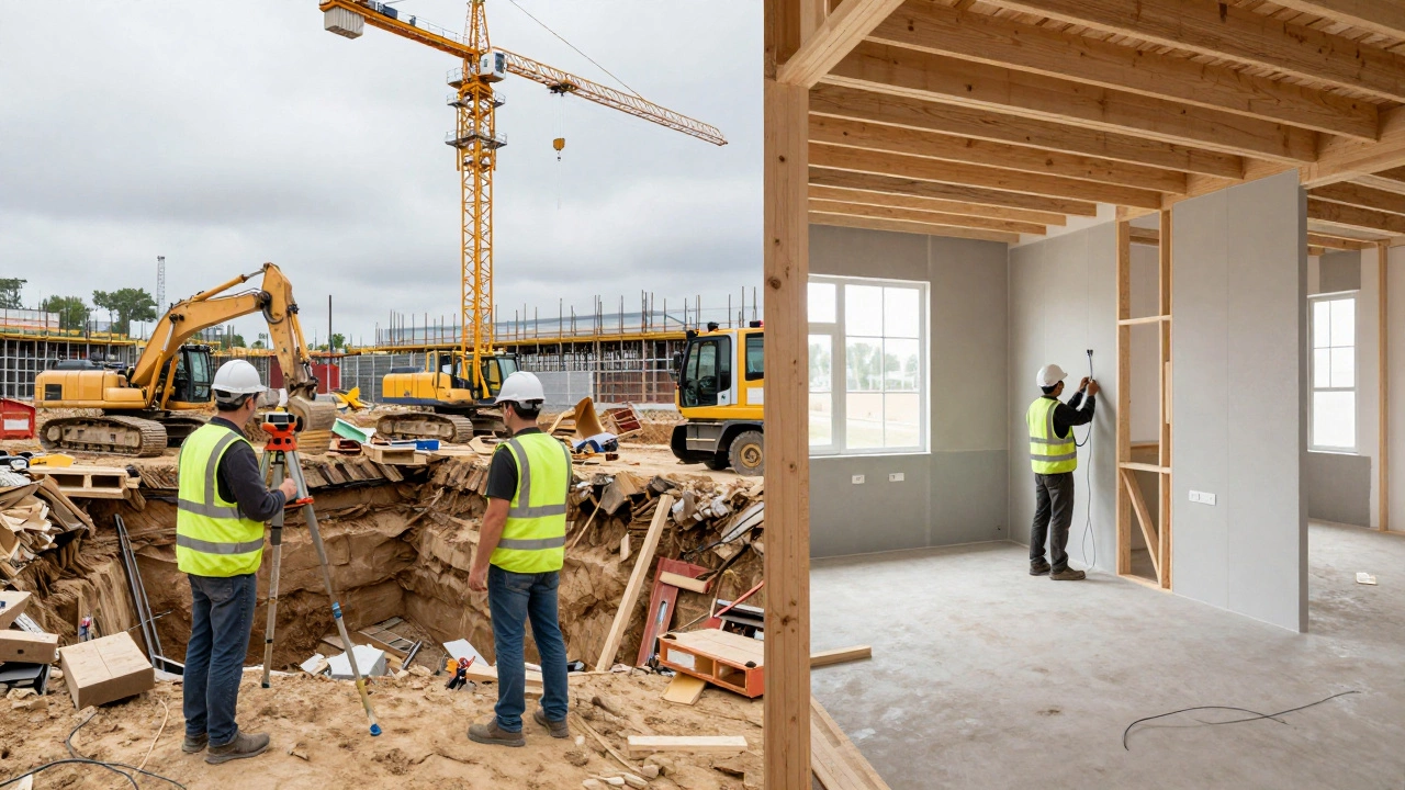 Comparison of outdoor heavy civil infrastructure work versus indoor building construction