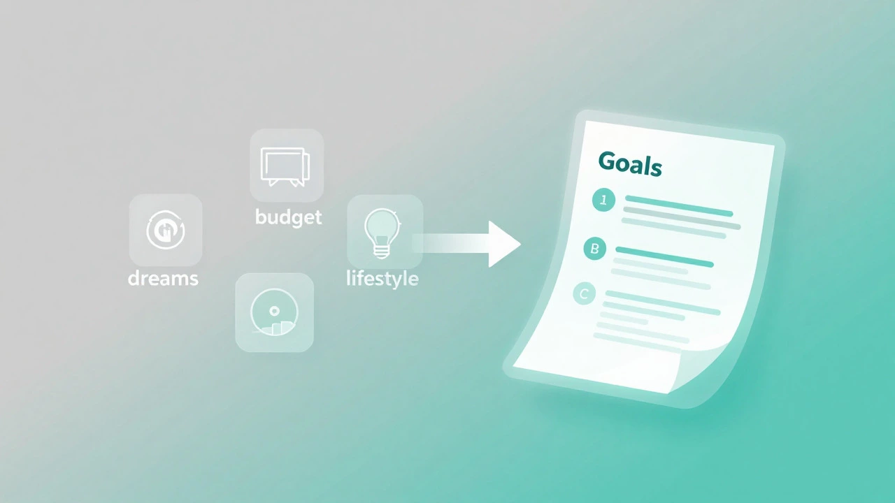 Graphic illustration showing abstract ideas turning into structured plan