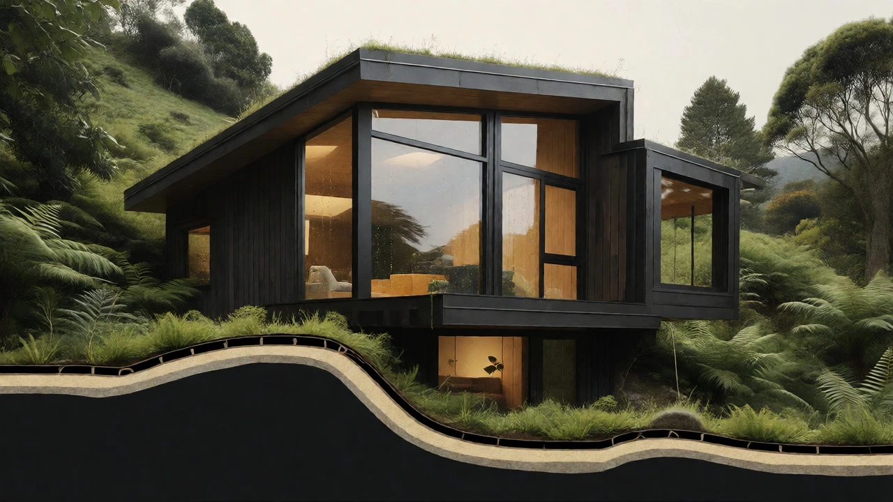 Sustainable eco-friendly house with passive design features set in a lush NZ landscape